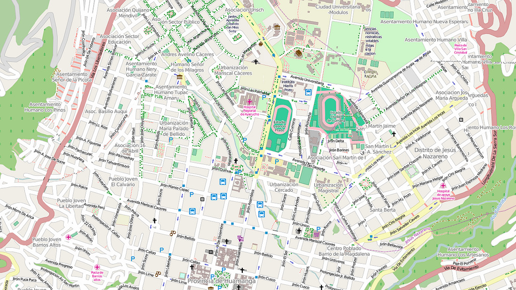 ΤΟ Ayacucho στο OpenStreetMap μετά τις προσπάθειες χαρτογράφησης.